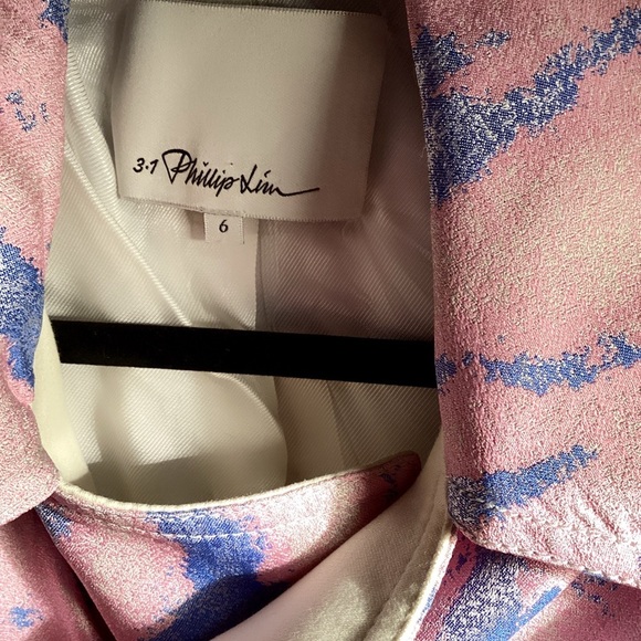 3.1 PHILLIP LIM JACQUARD Kimono Coupé JACQUARD MOTO rose bleu Cropped Trendy 6 - Picture 4 of 5